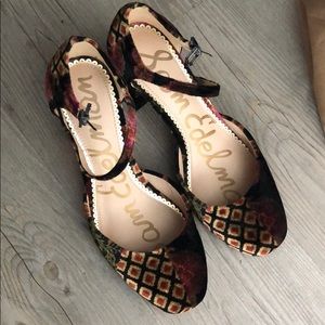 Sam Edelman -velvet heels Mary Jane straps